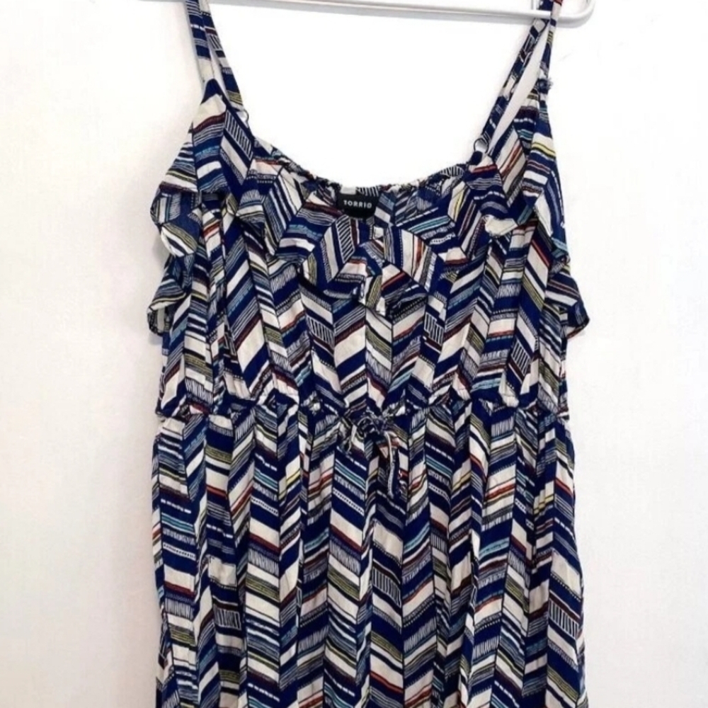 Torrid Chevron Ruffle Babydoll Top 4 - Picture 4 of 7